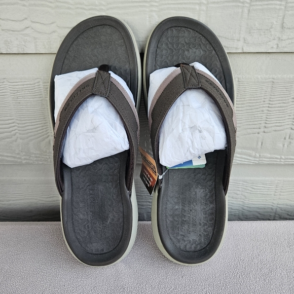 Skechers Silva Falco Thong Flip Flop Sandal Men 13 Brown Relaxed Fit Vegan - Picture 8 of 11